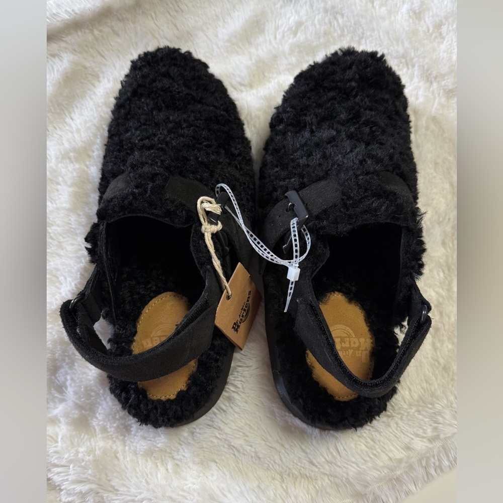 β¨ NWT Dr. Martens Jorge II WarmWair Fleece Slingback Mules - Black π€ (US W 8 / M - Picture 9 of 13